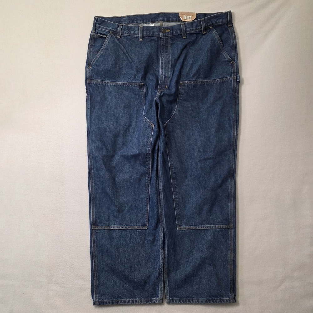 Vtg Y2k Carhartt Baggy Carpenter Jeans Mens 46x32 Blue Double Knee Workwear